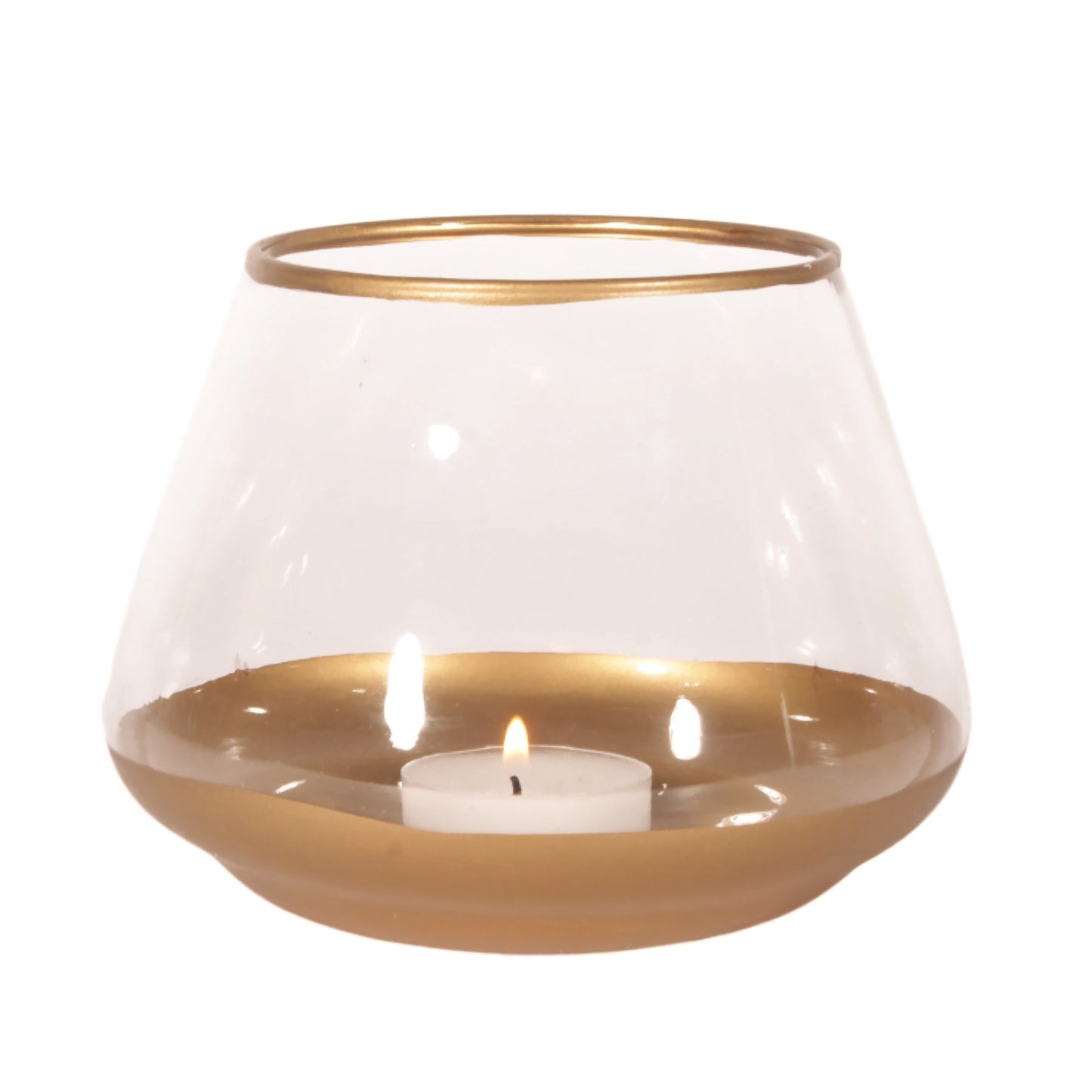 Glass and Gold Tea-Light Holder (2 Sizes)