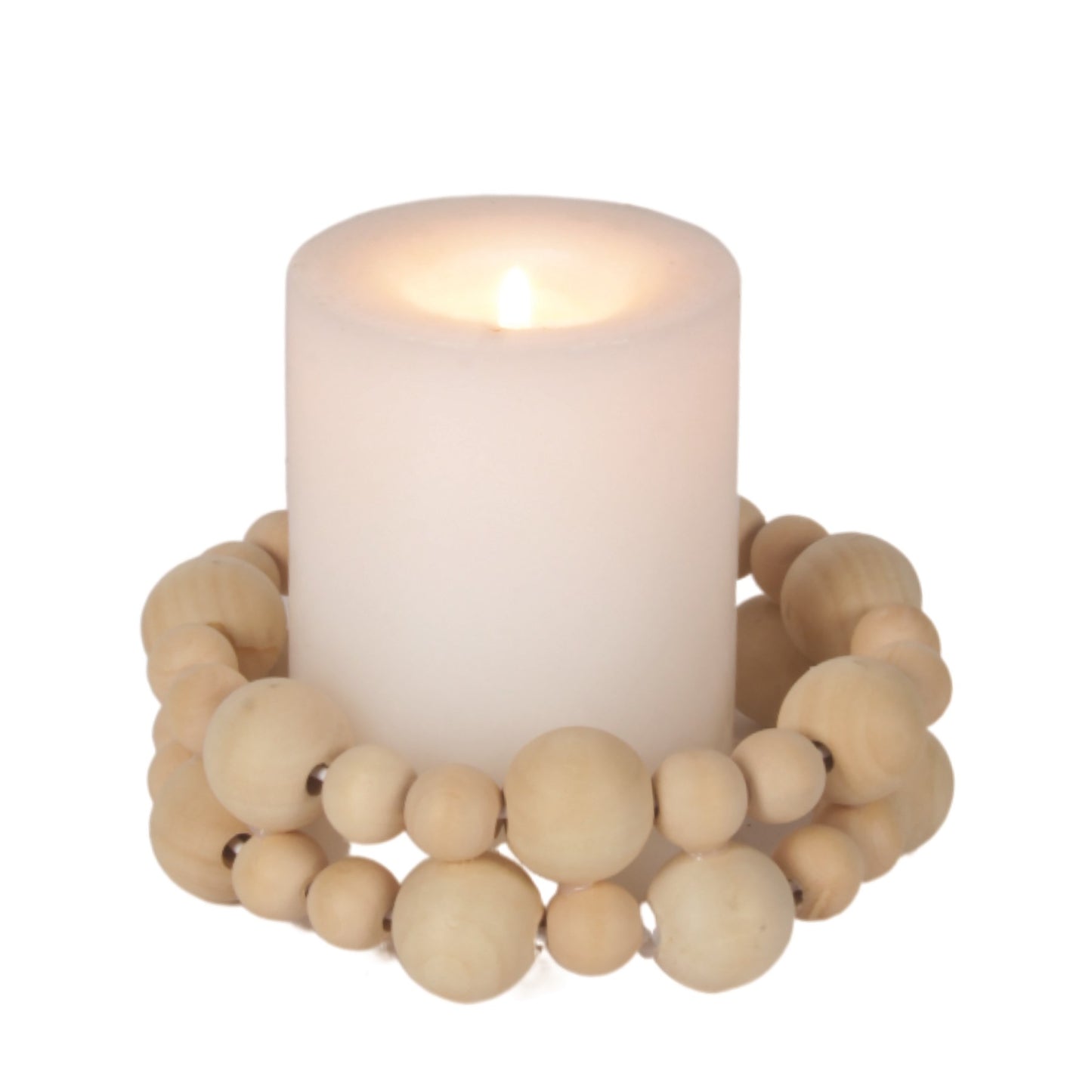 Wood Bead Candle Ring