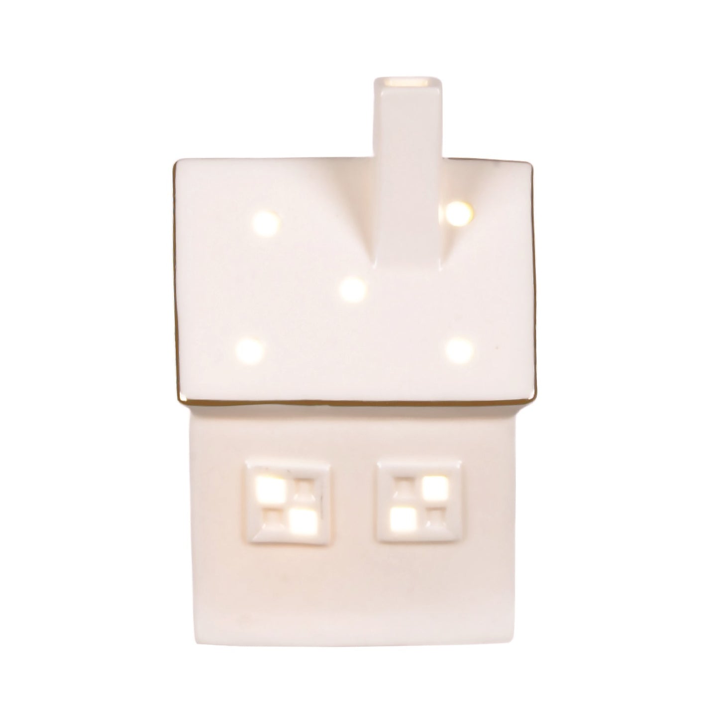 Ceramic LED House with Gold Trim 5"