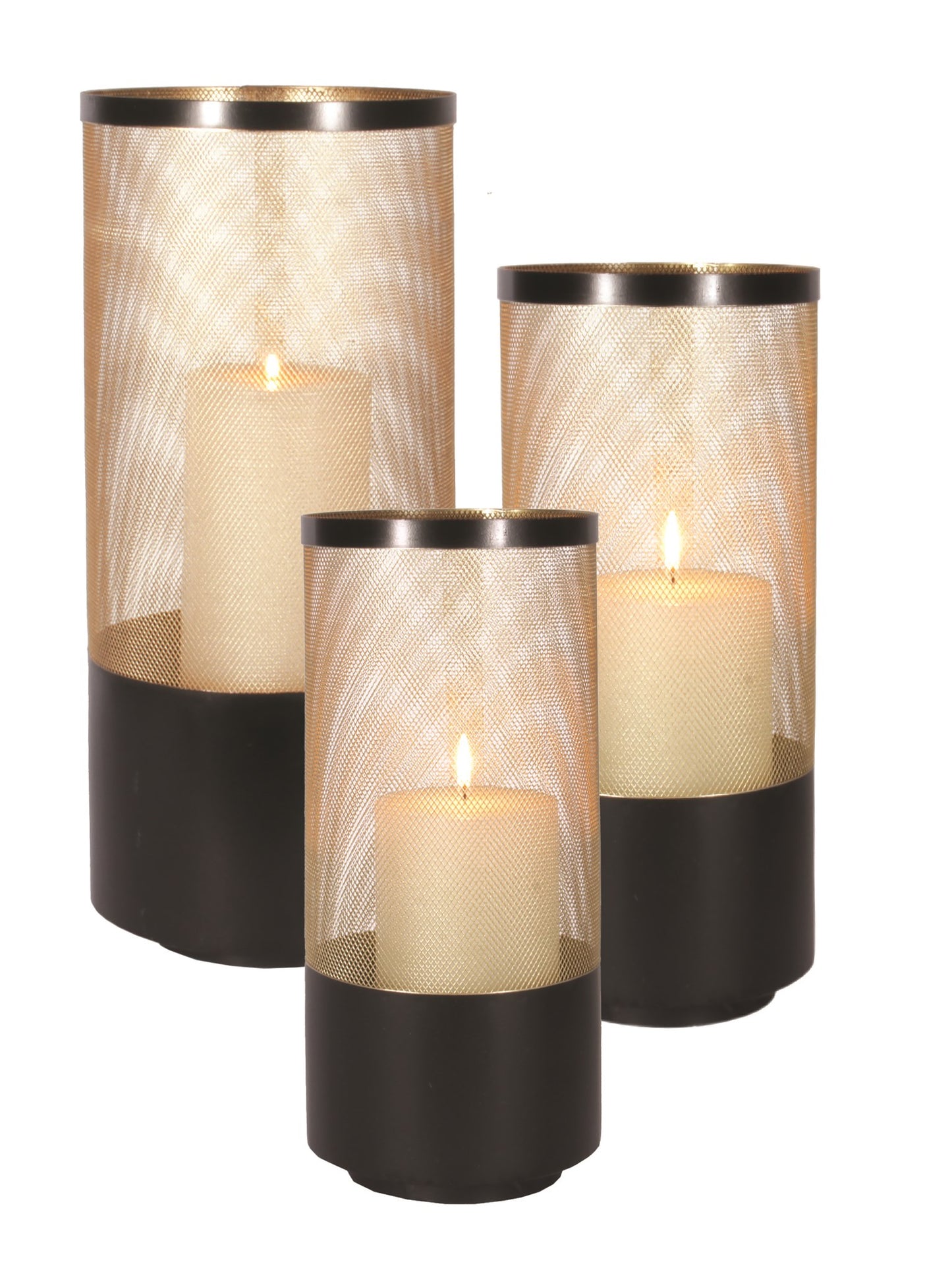 Black and Gold Metal Candle Holder Hurricane (3 Sizes) **Store Pickup Only**