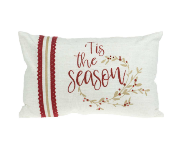 Red and Cream 'Tis the Season Cushion 20" x 13"
