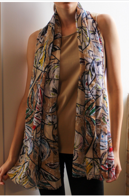 Tan Leaf Scarf