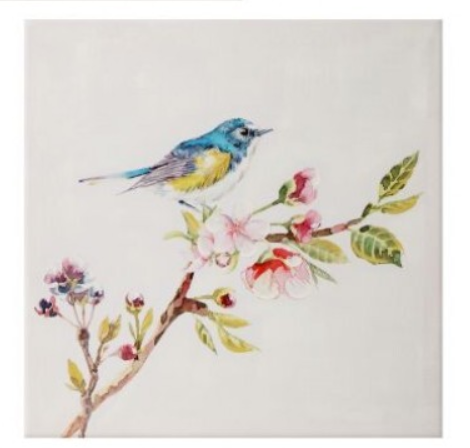 Bird on Blossom Canvas 16" (2 Styles) **Store Pickup Only**