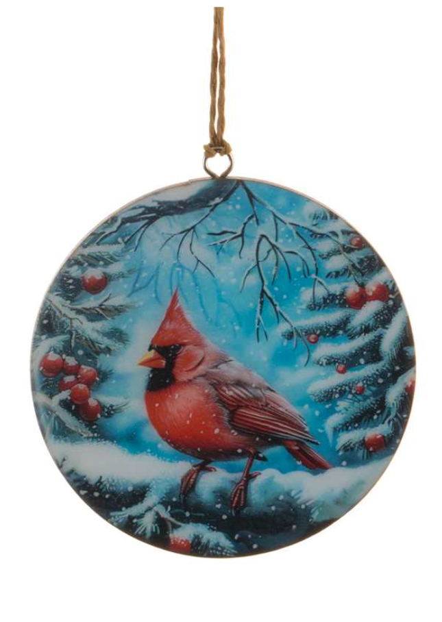Disc Ornament with Cardinal- Assorted Styles