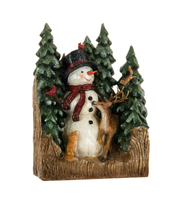 Snowman with Trees and Animals