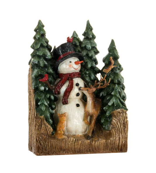 Snowman with Trees and Animals