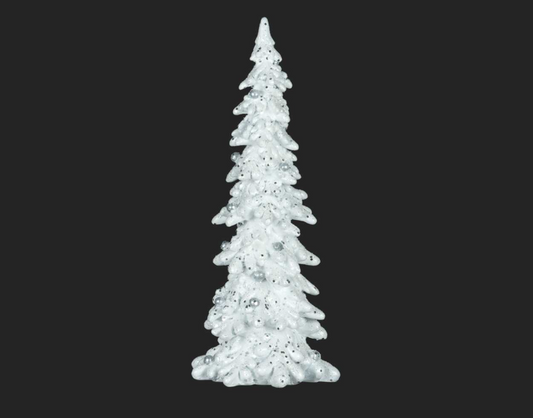 White Christmas Tree with Silver Glitter Balls 14.5" **Store Pick-up Only