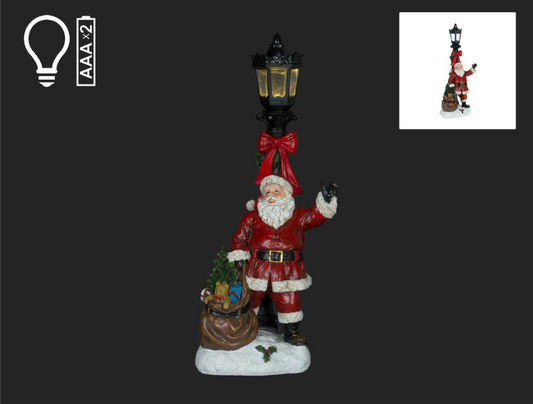 LED Santa with Lamp Post