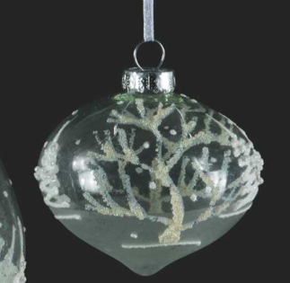 Frosted Glass Ornament with White Trees (Assorted)