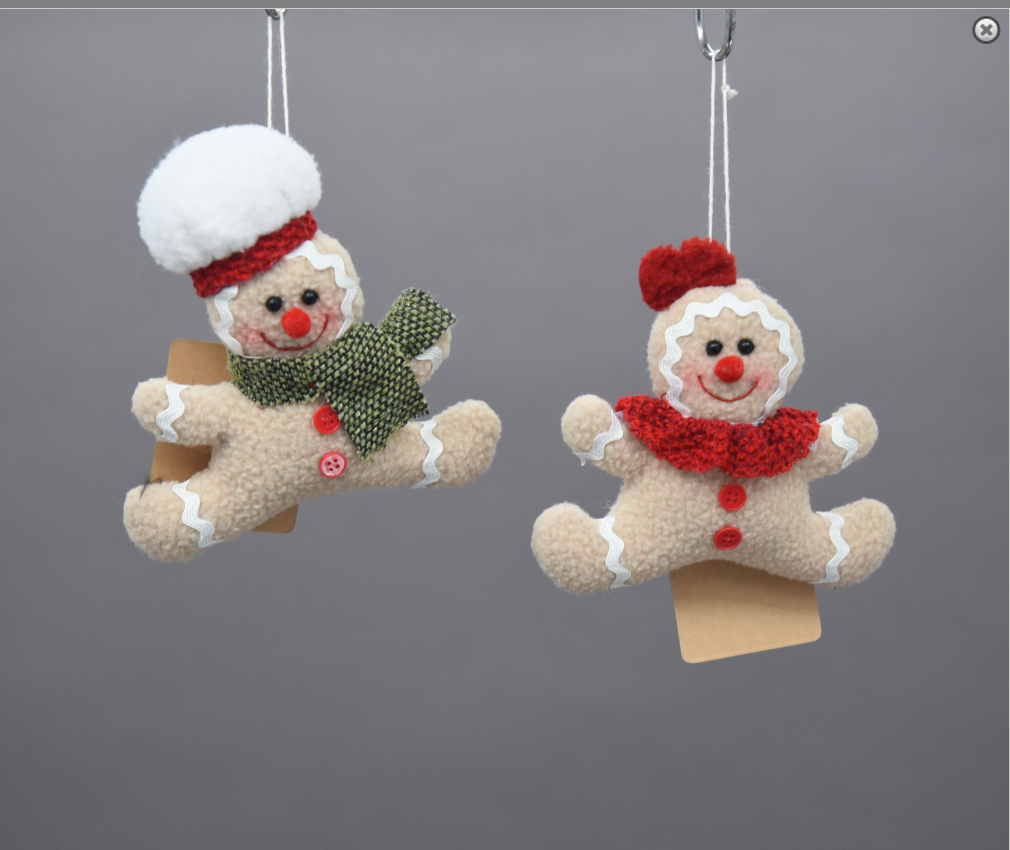 Stuffed Gingerbread Ornament - Assorted Styles