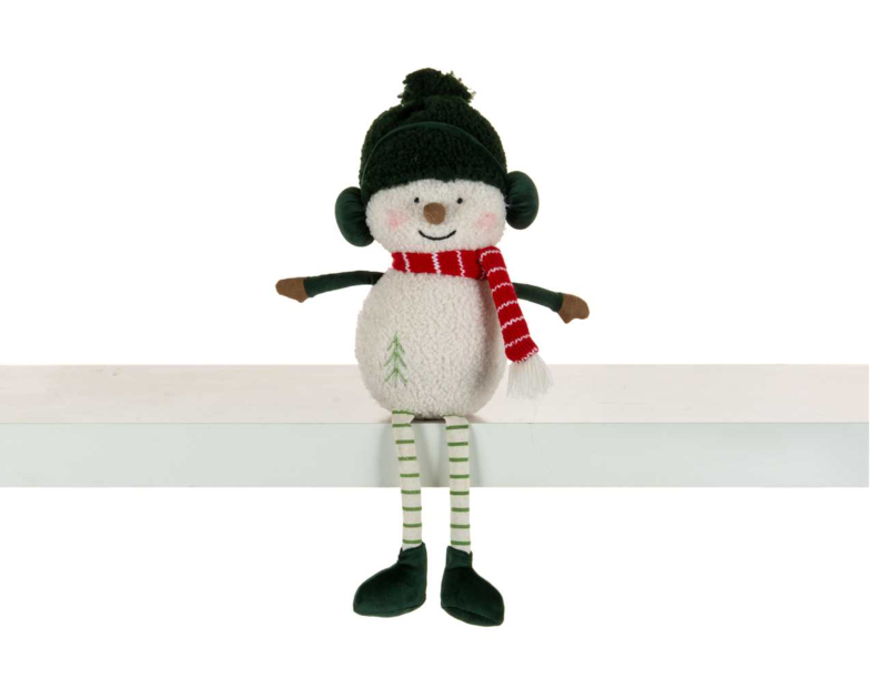 Snowman with Scarf and Green Hat