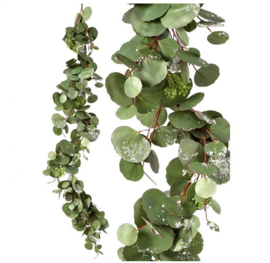 Frosted Silver Dollar Eucalyptus Garland 48"