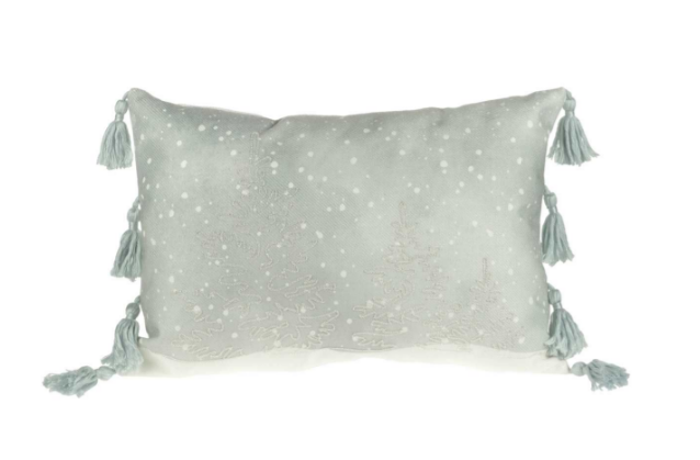 Grey Frosty Trees Lumbar Cushion 20" x 13"