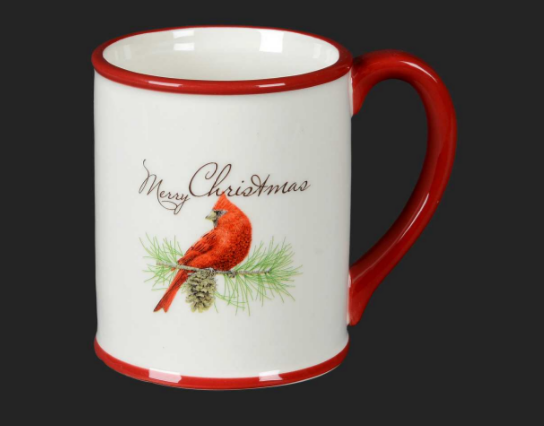 White and Red Cardinal Mug