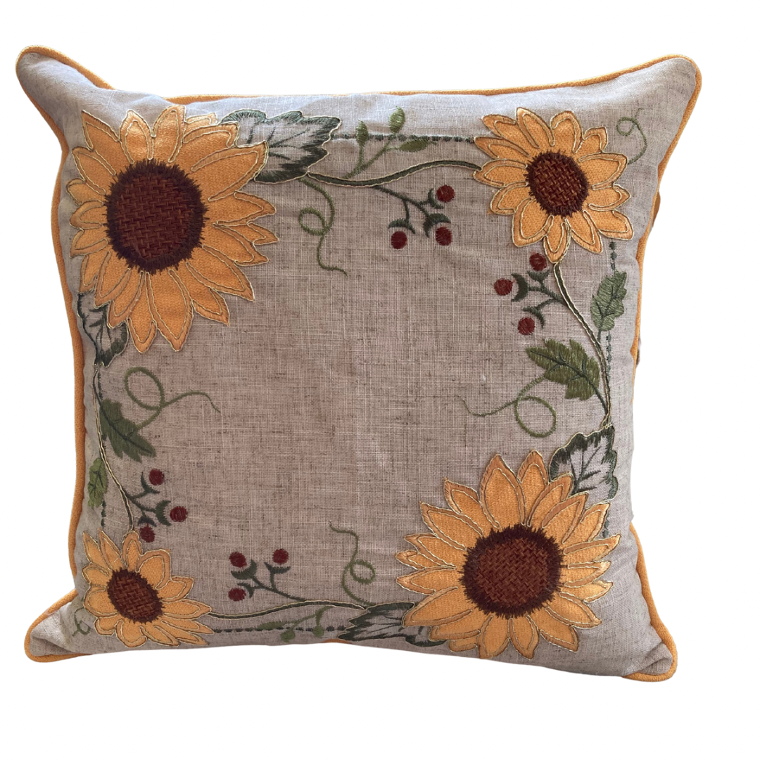 Sunflower with Yellow Trim Cushion