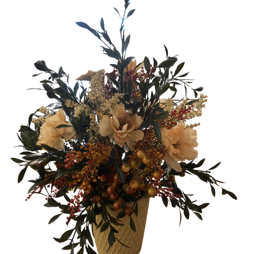 Floral Arrangement in Caramel Coloured Pot *Pick Up Only