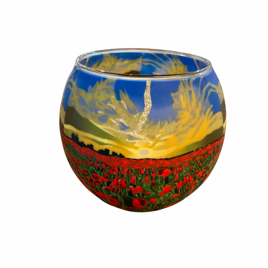 Glass Tealight Holder - Poppy Sunrise
