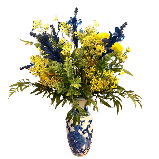 Fresh Floral Arrangement in Blue and White floral Vase *Store Pickup Only