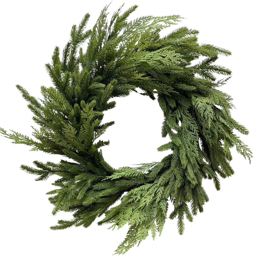 Spruce and Cedar Candle Ring 22"