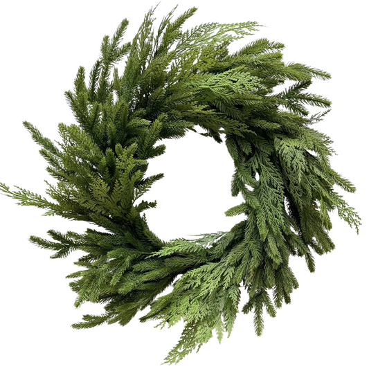 Spruce and Cedar Candle Ring 22"