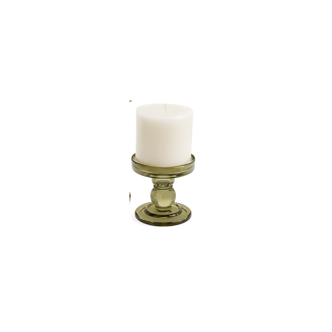 Hunter Green Glass Candle Holder - Small