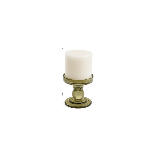 Hunter Green Glass Candle Holder - Small