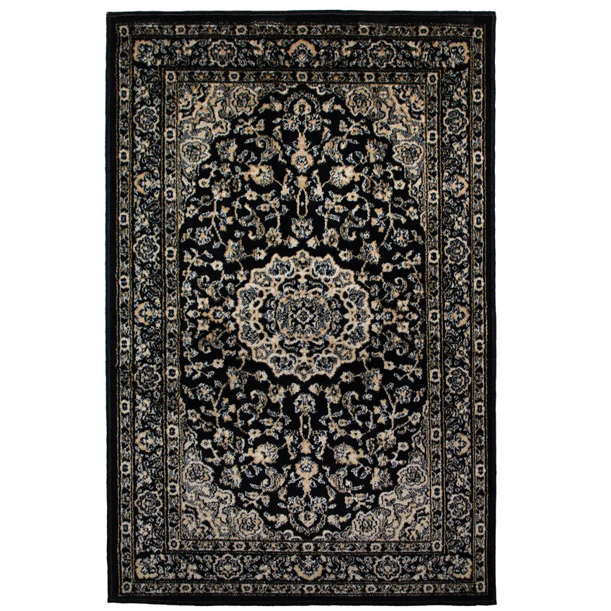 Art Silk Tabriz Black Rug 2'2" x 6'11"