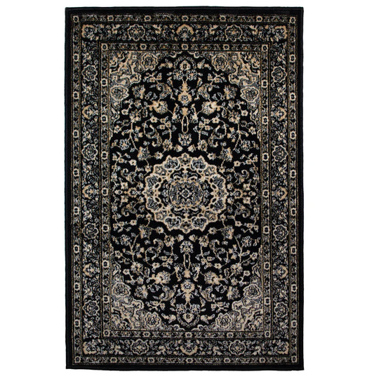 Art Silk Tabriz Black Rug 2'2" x 6'11"
