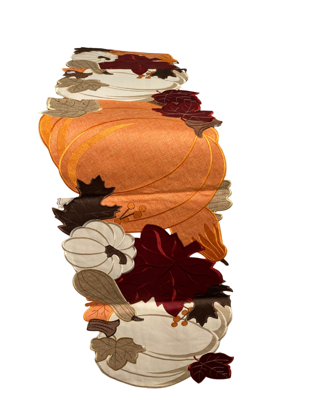 Large Pumpkin and Leaves Cutwork Table Runner