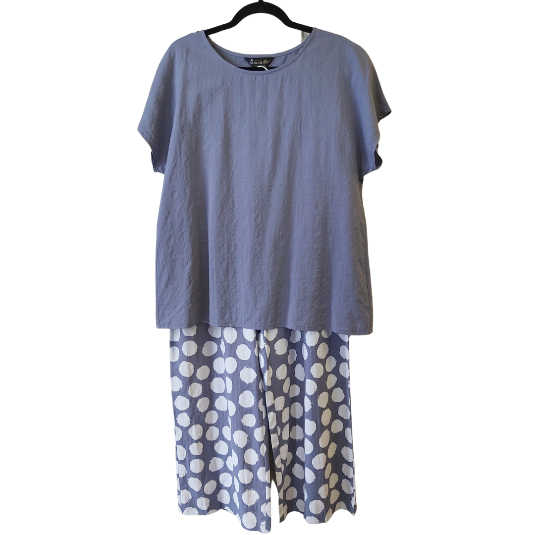 Blue With White Polka Dot 2 Piece Set