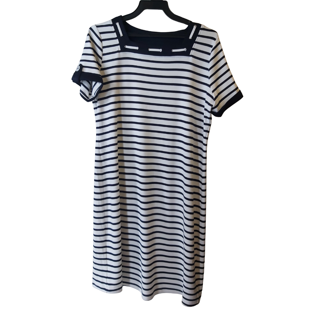 White and Navy Dress - Joshua & Company