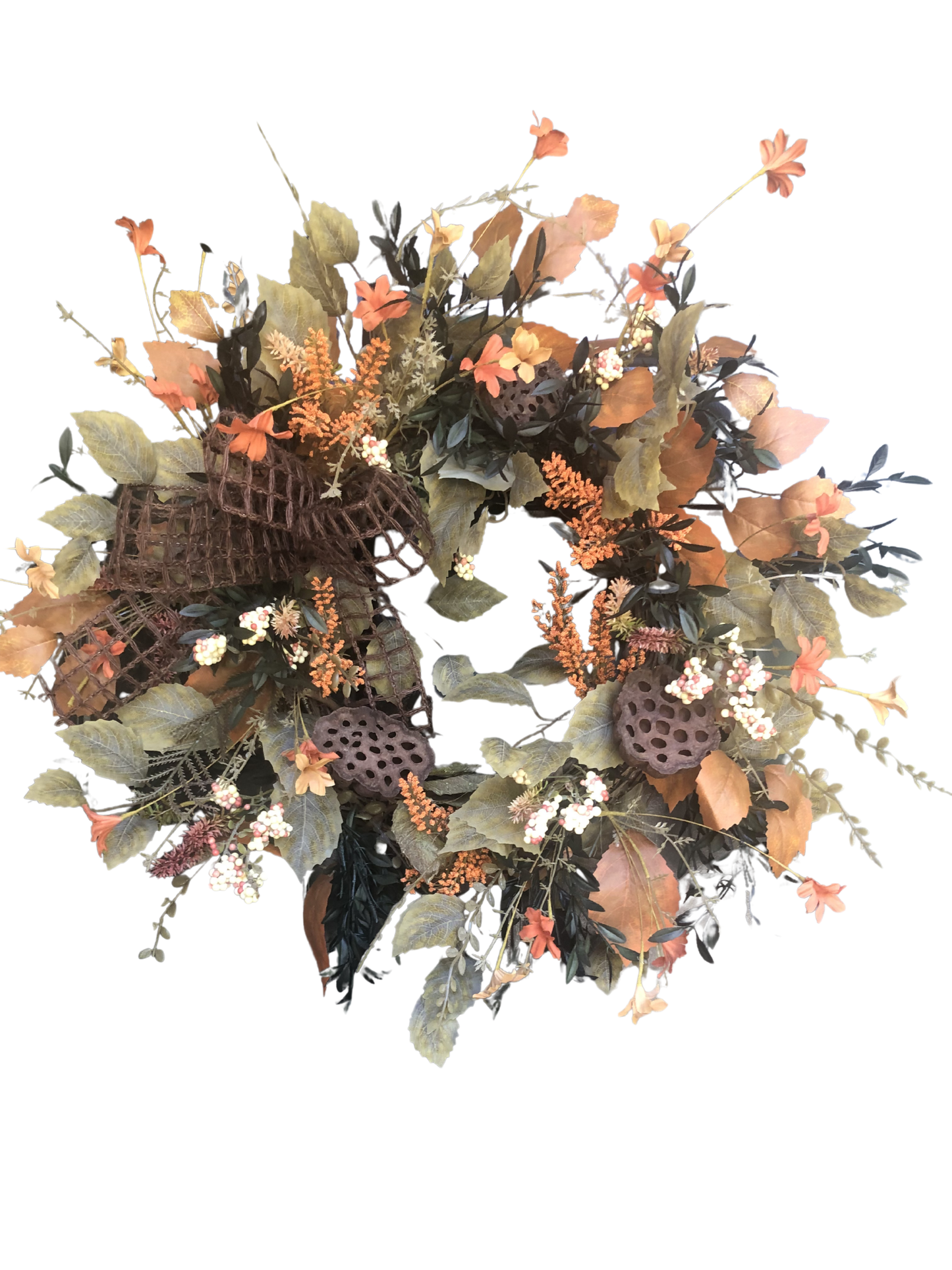 Rustic Harvest Wreath with Brown Jute Ribbon *Pick Up Only