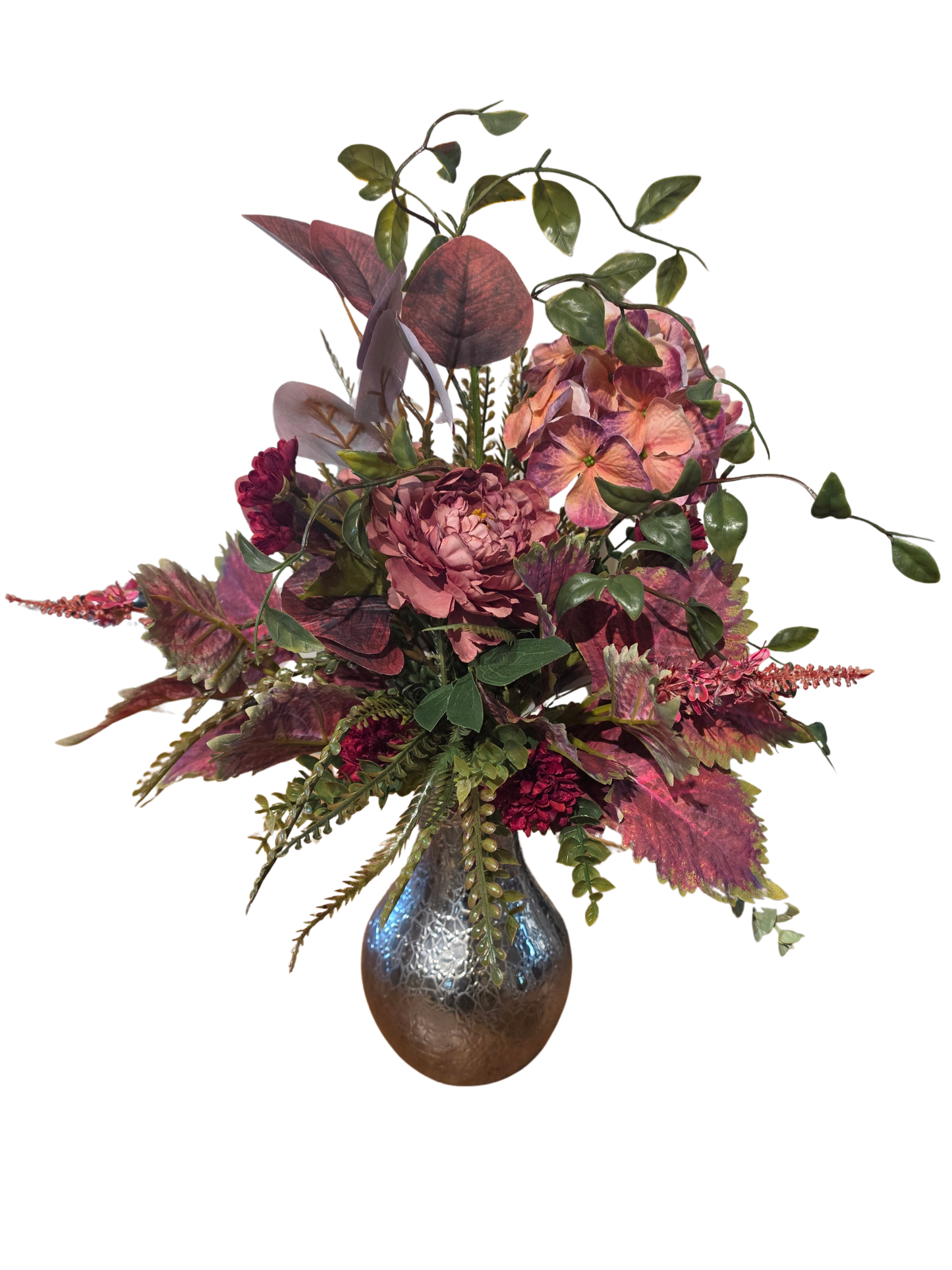 Dusty Rose Peony Arrangement in Metallic Vase *Store Pick Up Only