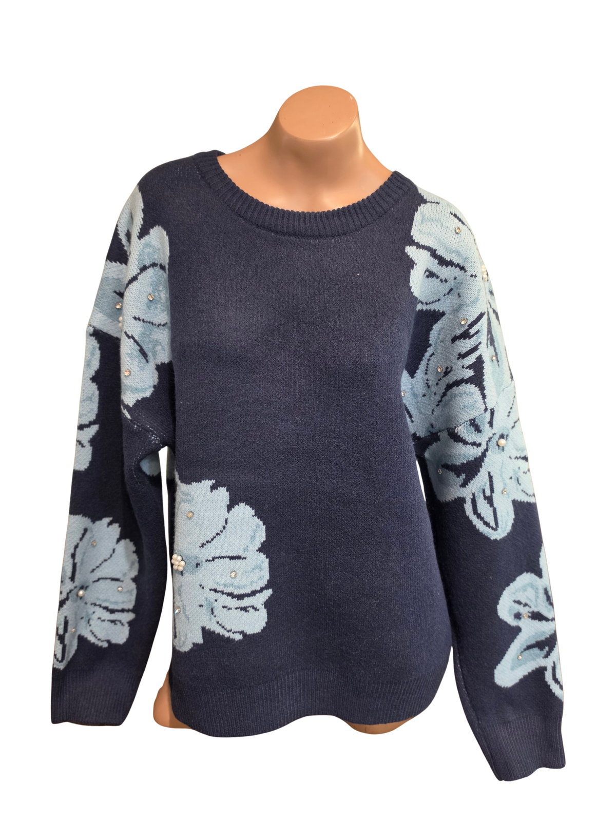 Blue Navy Floral Sweater
