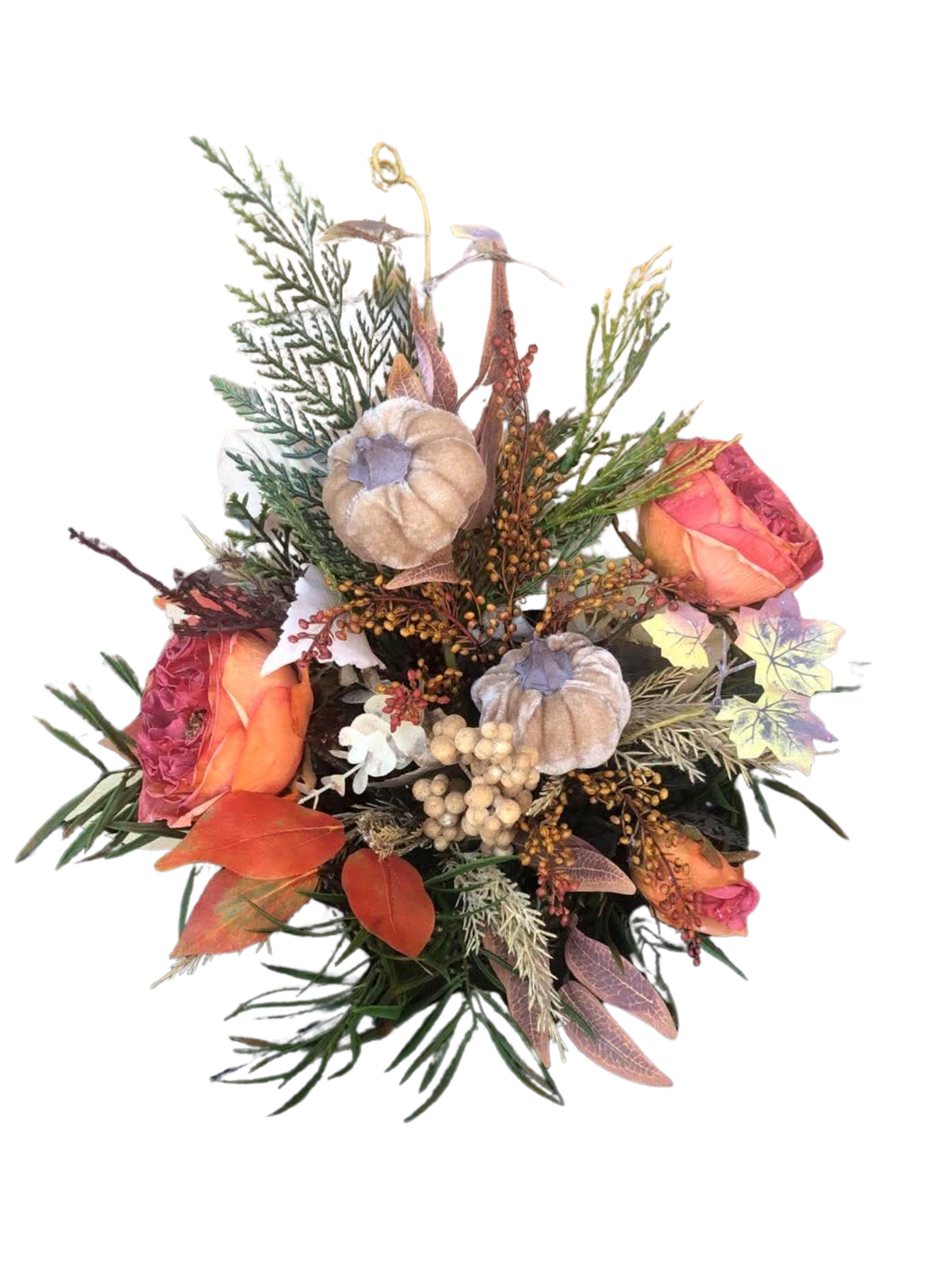 Fall Floral Arrangement in Brass planter *Store Pick Up Only