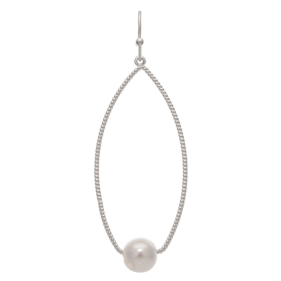 Silver Wire with Faux Pearl Earrings