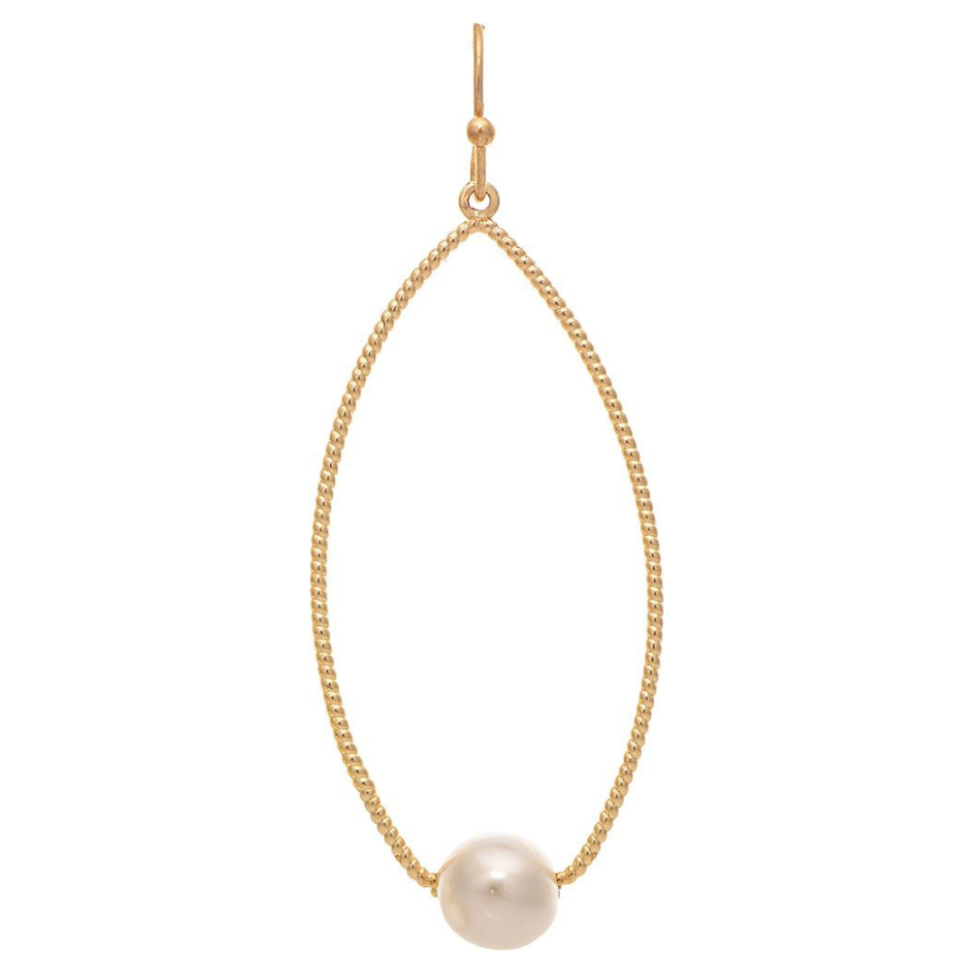 Gold Wire with Faux Pearl Earrings