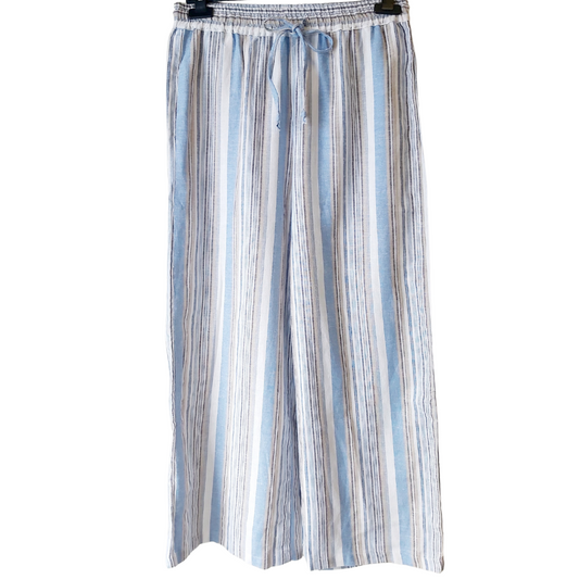 Blue Stripe Wide Leg Cotton Pant
