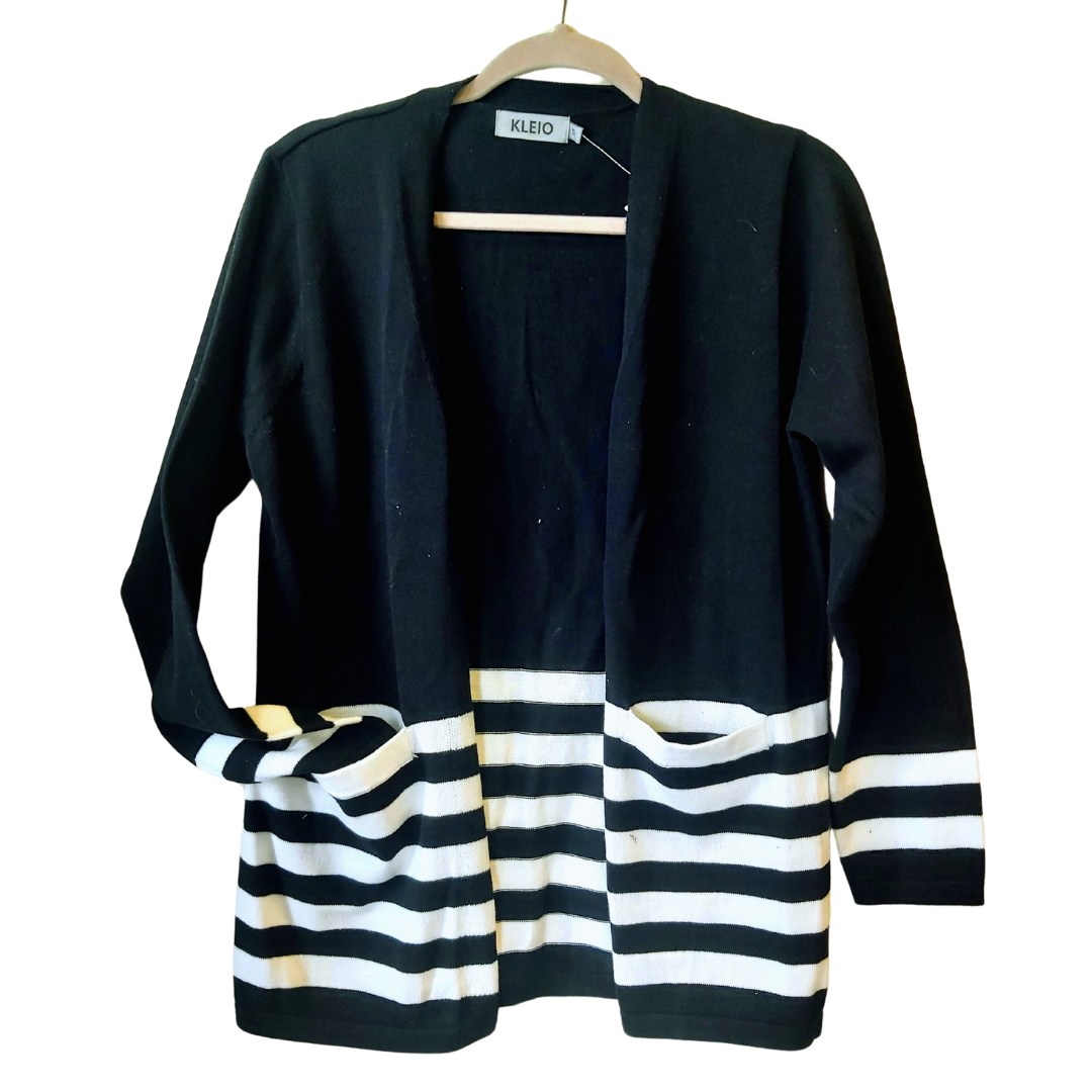 Black with White Stripes Cardigan