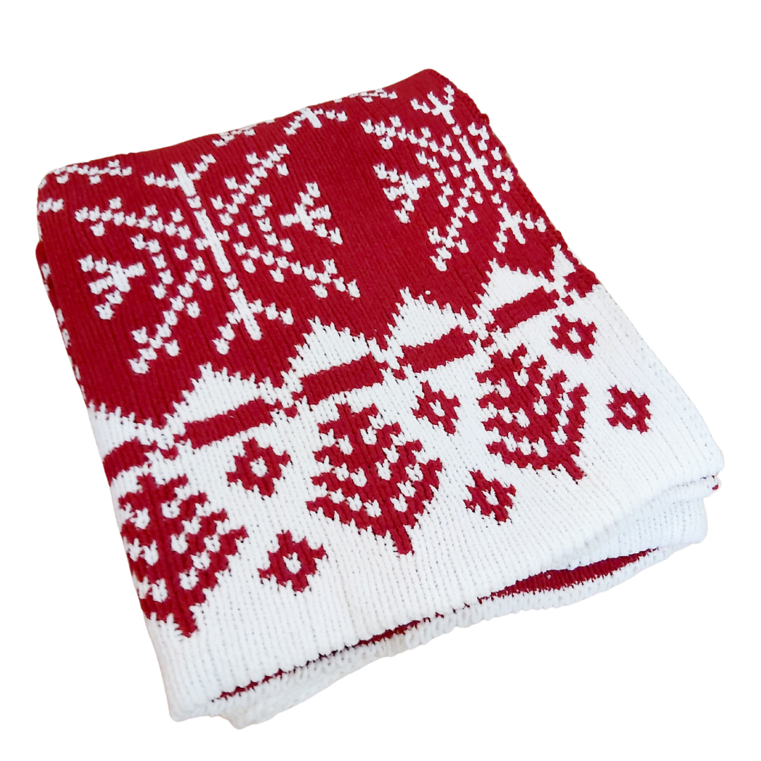 Red & White Snowflake Throw 50" x 60"