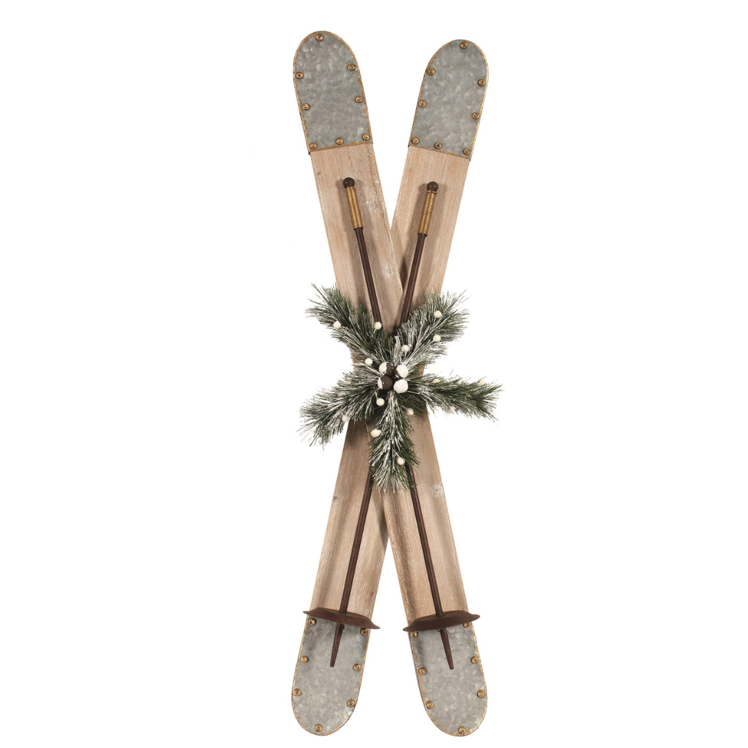 Wood and Metal Skis Wall Decor **Store Pickup Only**