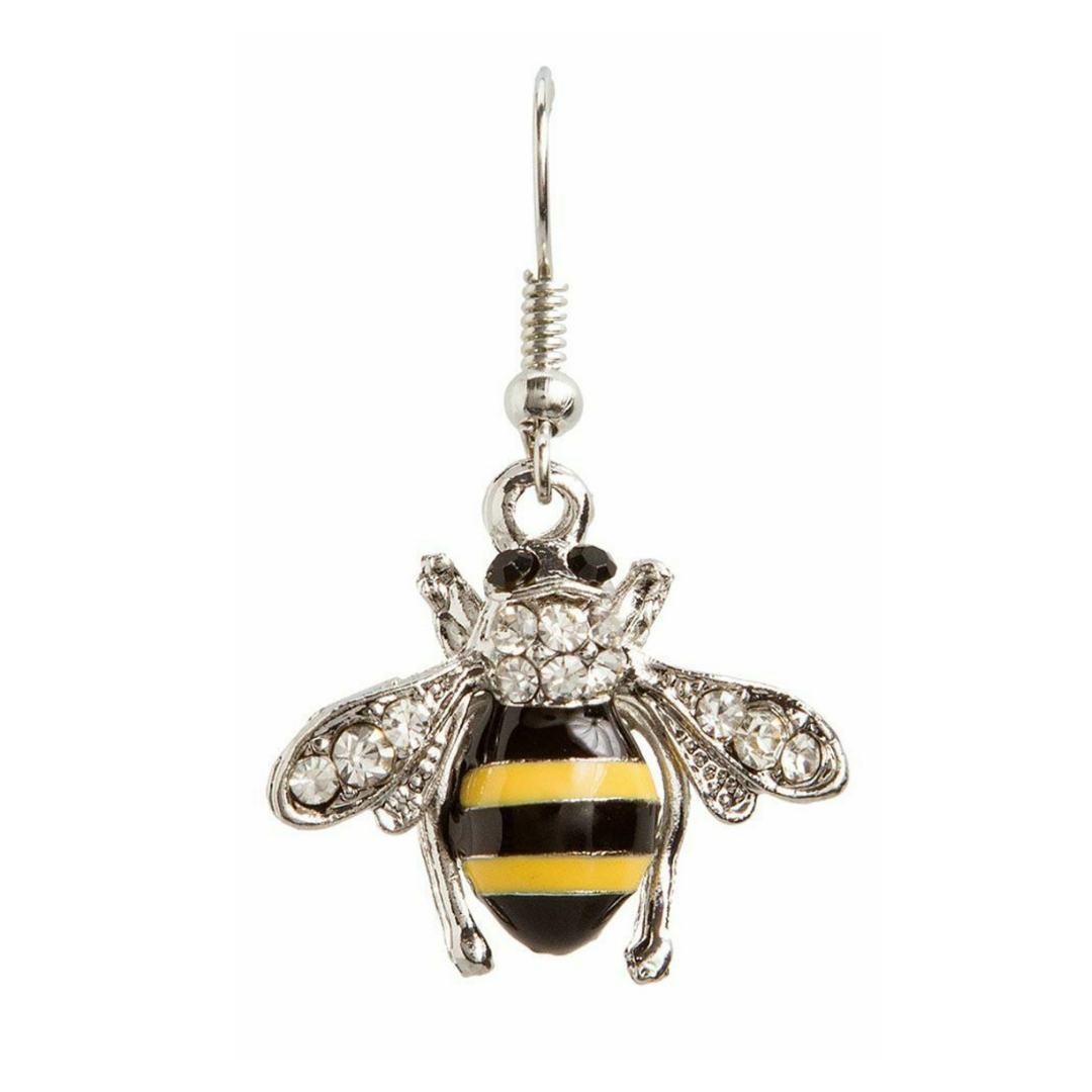 Rain - Silver Glass Bee Earrings