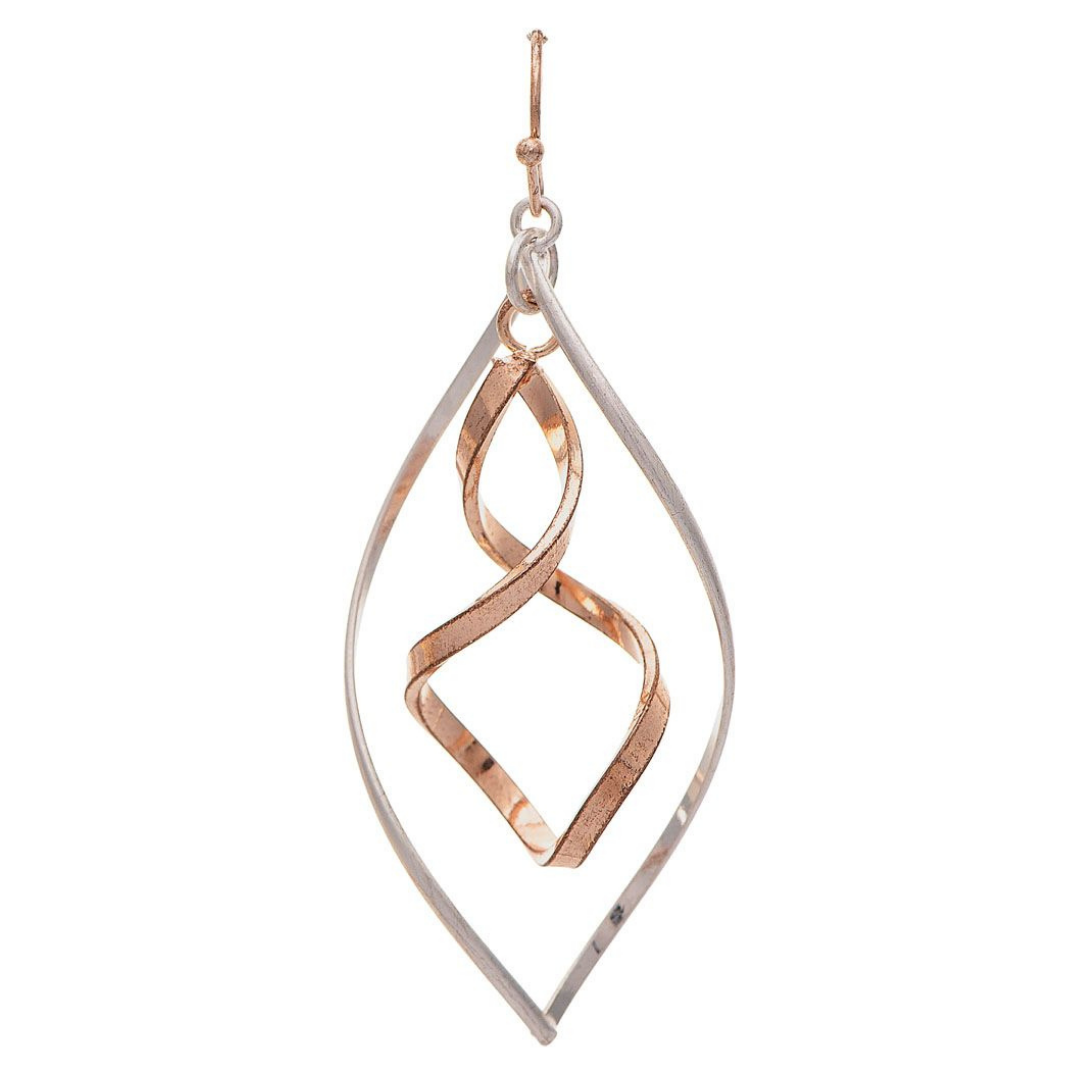 Rain - Silver and Rose Gold Twist Earrings