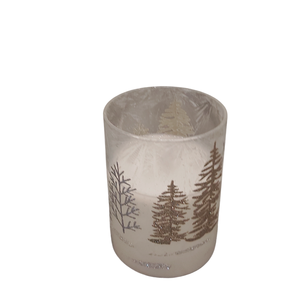 LED Candle with Gold and Silver Trees (3 Sizes)