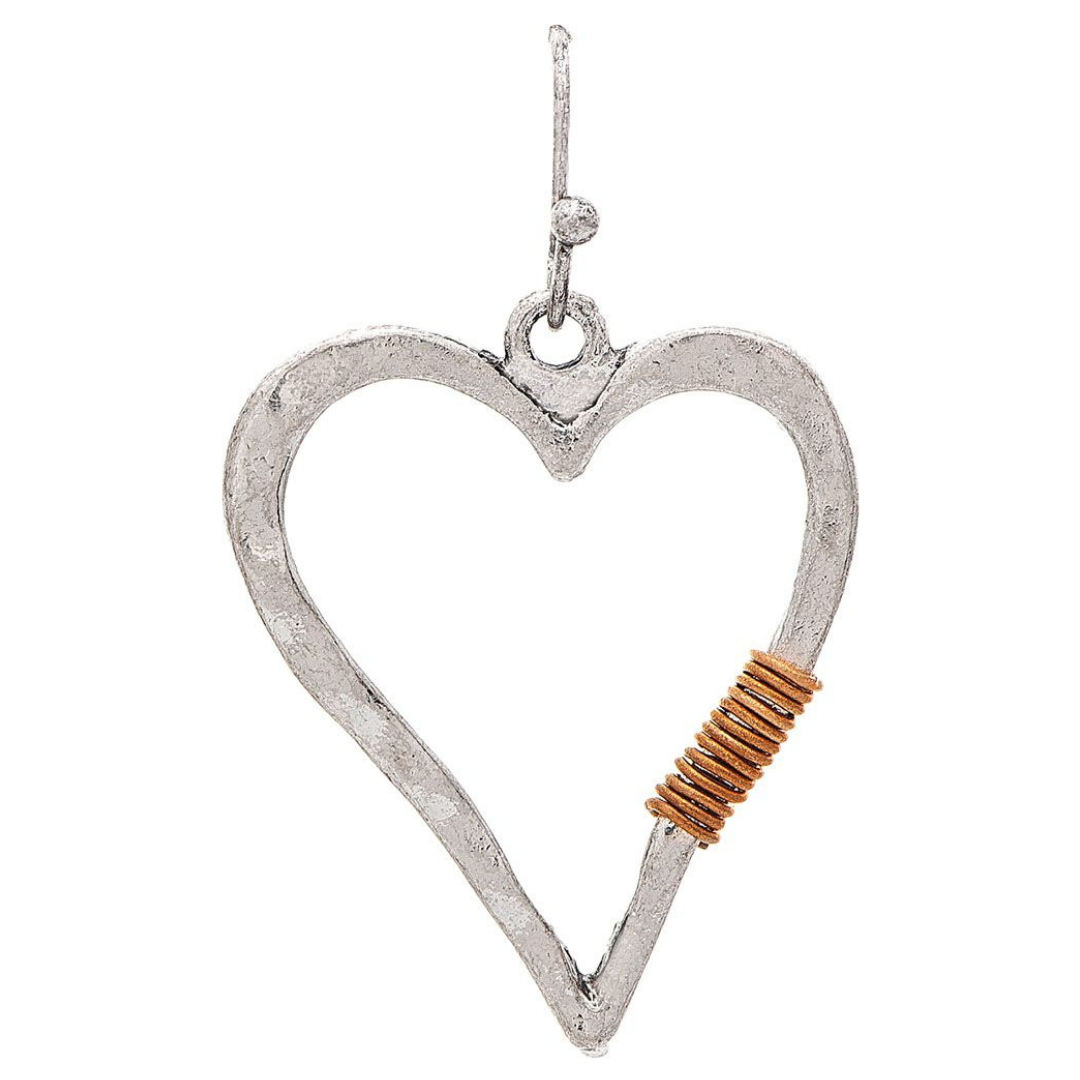 Rain - Wire Wrap Open Heart Earrings