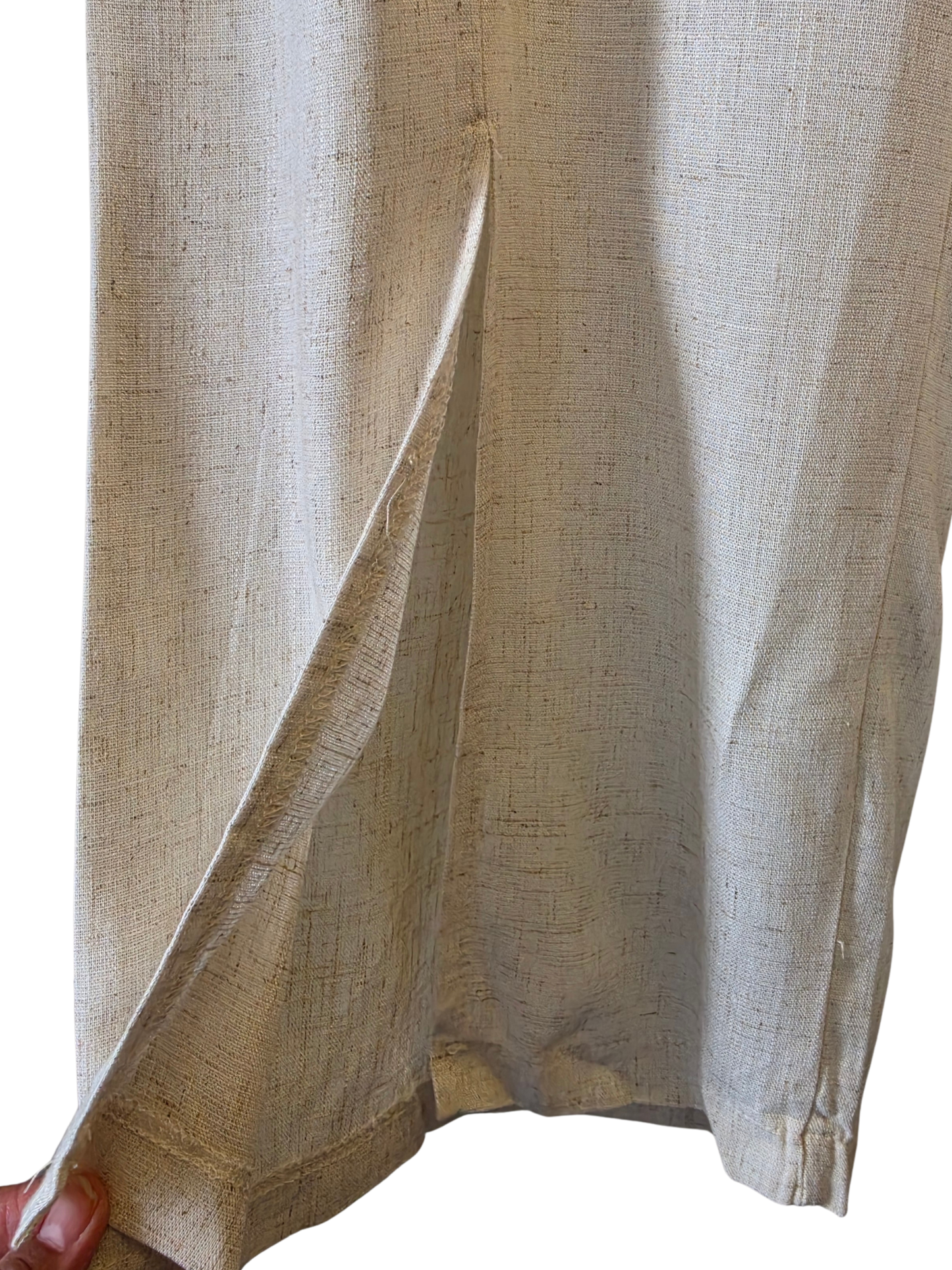 Beige Linen-Look Cargo Pant