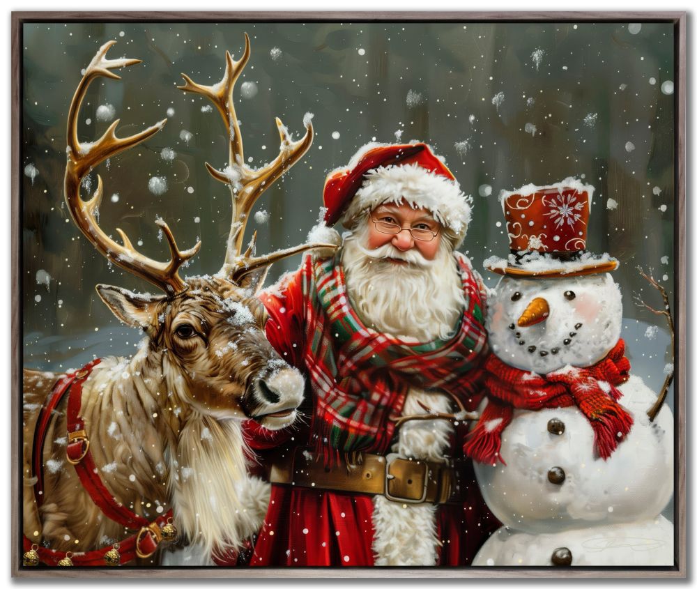 Santa with Deer and Snowman Print *Store Pick Up Only