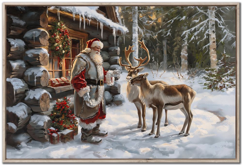 Santa with Deer at Cabin *In Store Pickup Only