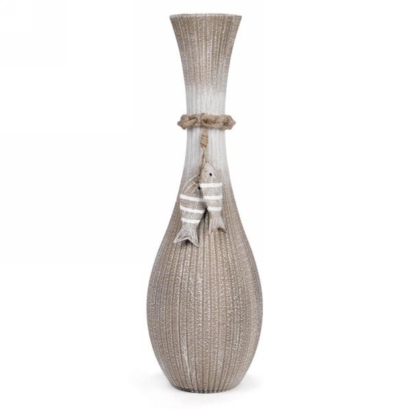 Brown Vase with Fish Detail