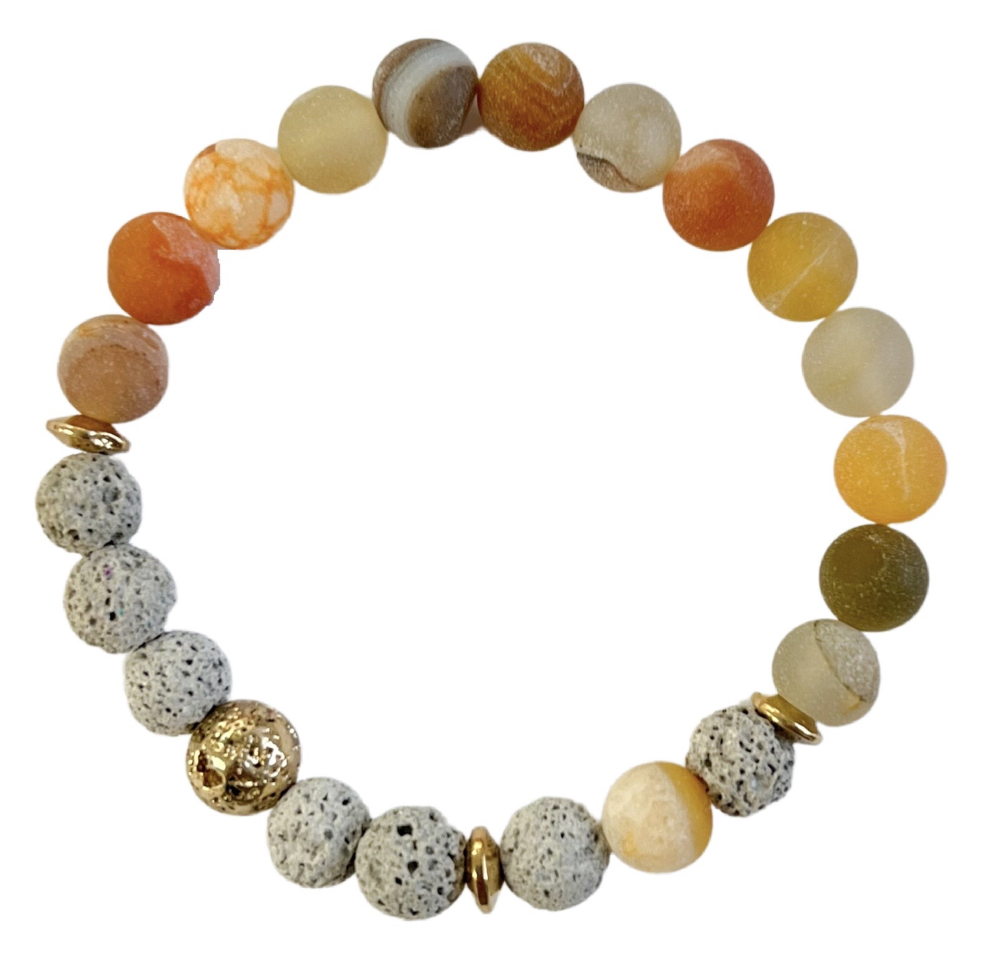 Stretch Agate and Lava Stone Bracelet